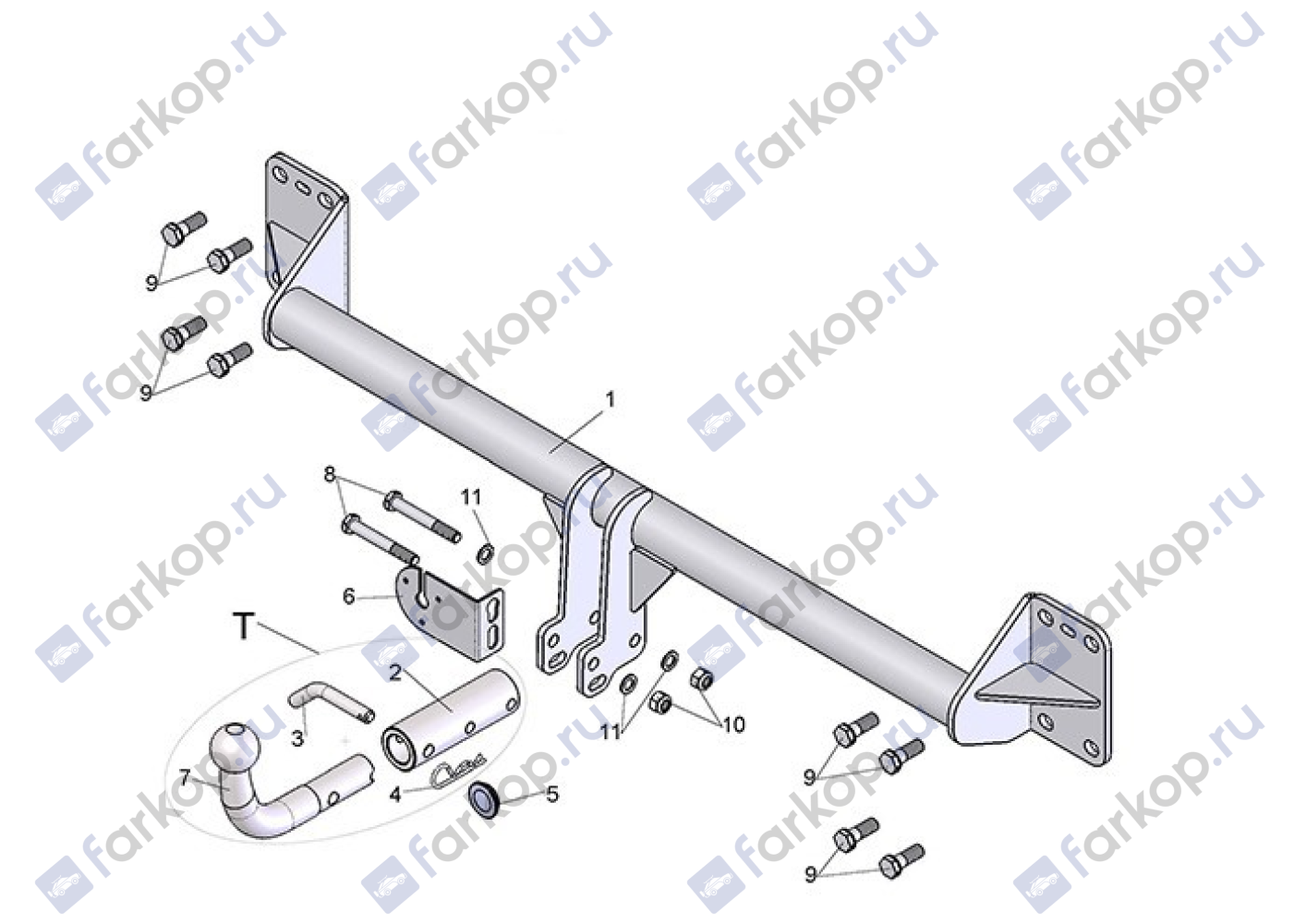 Фаркоп Лидер Плюс для Volkswagen Touareg 2002-2010 V124-BA в 