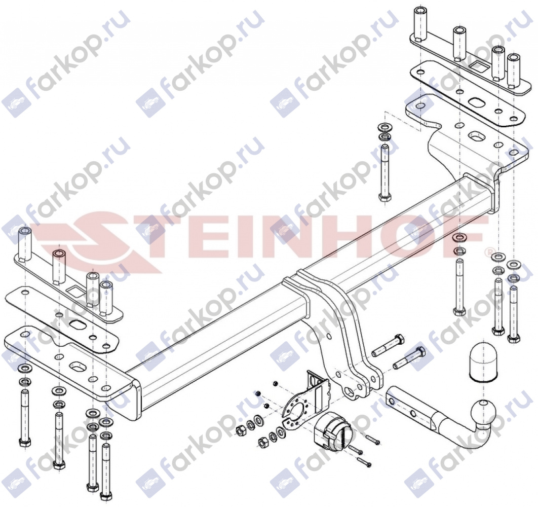 Фаркоп Steinhof для Land Rover Discovery Sport 2014-2019 (кроме авто с п/р запасным колесом) Арт. L-104 L-104 в 