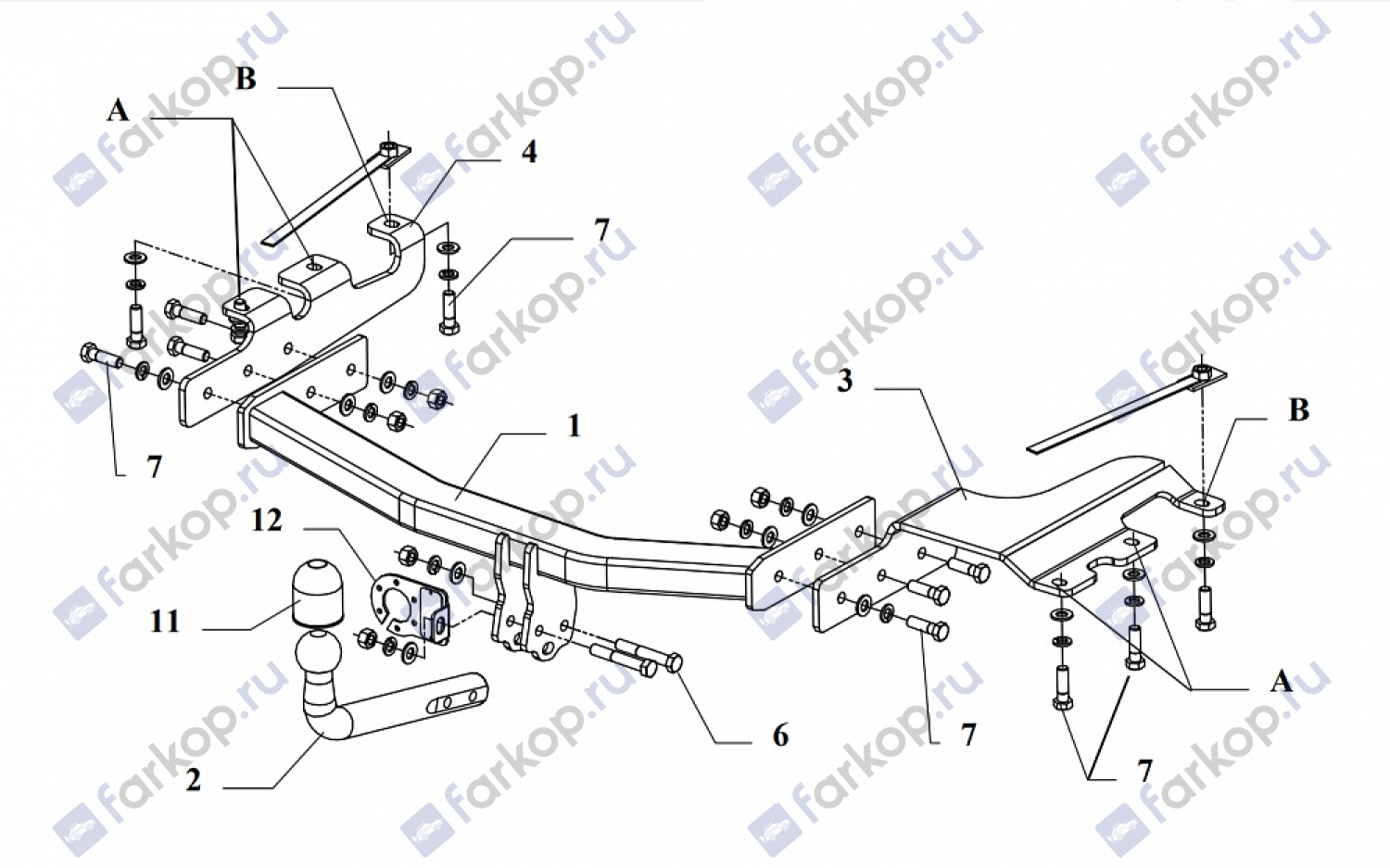 Фаркоп Auto-Hak для Dodge Caravan 2001-2008 (кроме STOWn GO) CH 45 в 