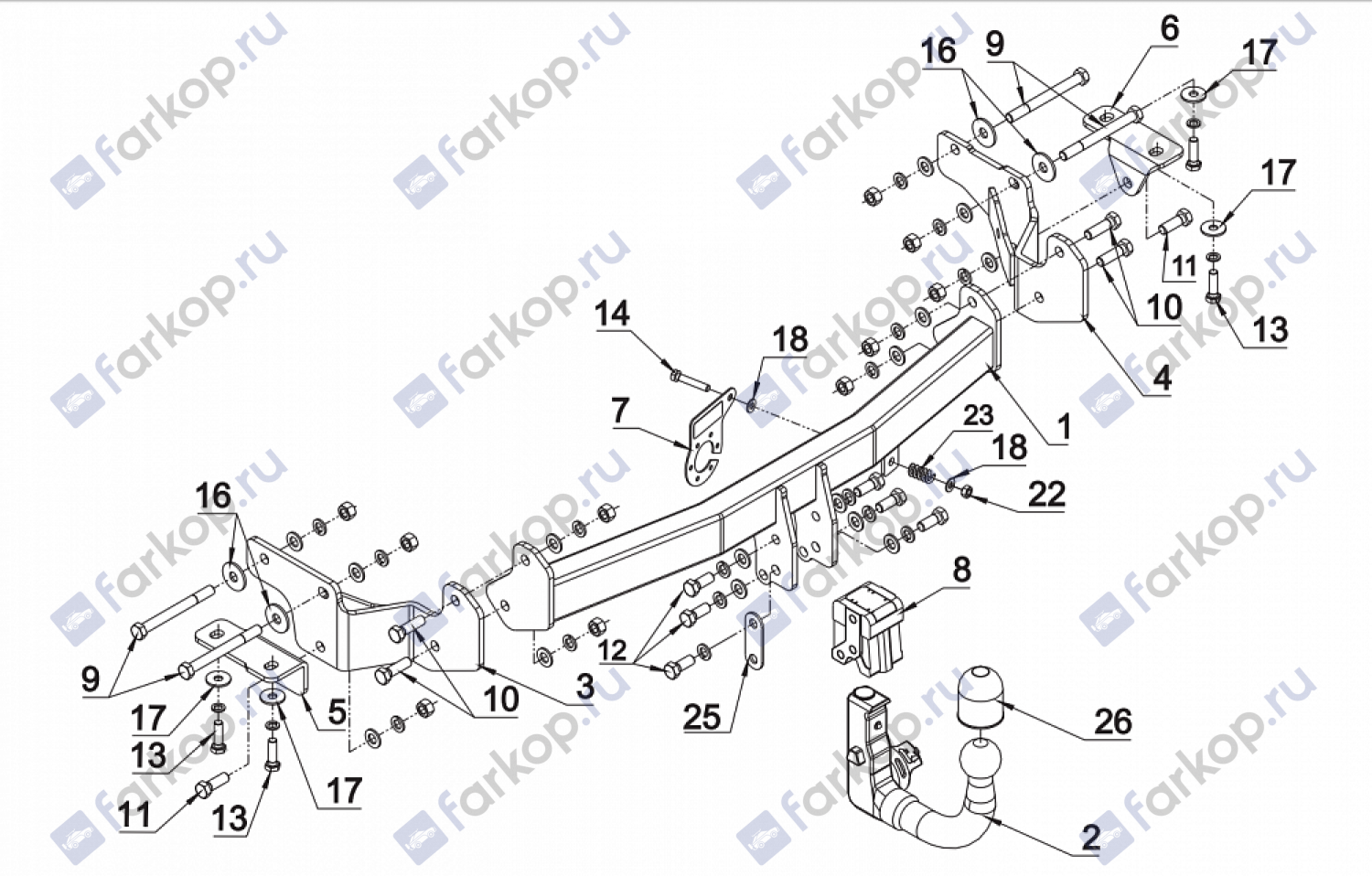 Фаркоп Auto-Hak для Hyundai Santa Fe 2012-2018 Арт. J 68V J 68V в 