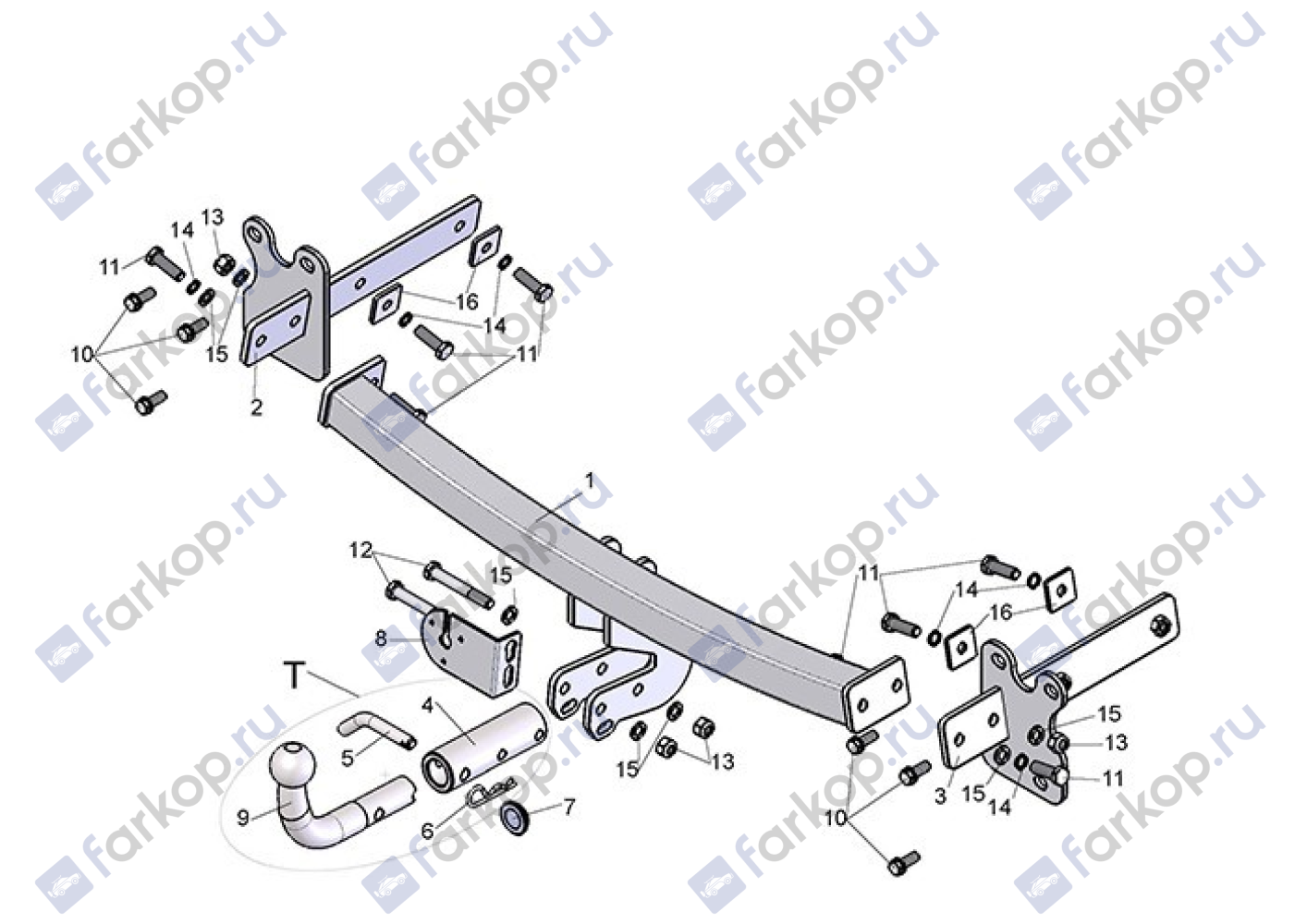 Фаркоп Лидер Плюс для Volvo XC70 2007-2016 Арт. V202-BA V202-BA в 