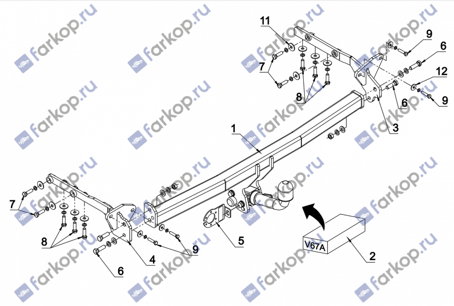 Фаркоп Auto-Hak для Nissan X-Trail 2007-2014 Арт. V 67A V 67A в 