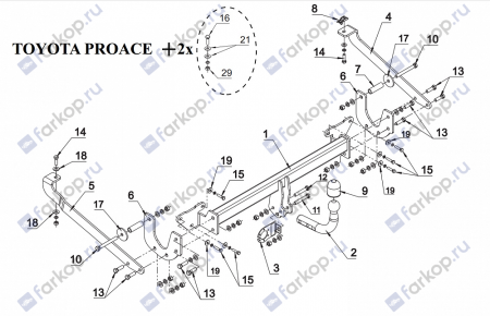 Фаркоп Auto-Hak для Toyota Proace 2013-2016 R 40 в 