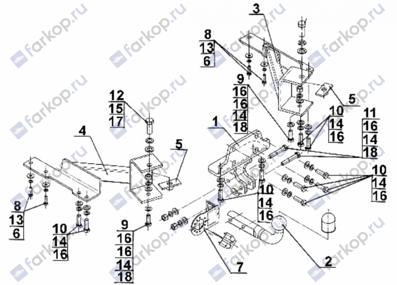 Фаркоп Steinhof для Toyota Land Cruiser Prado J120 2003-2009 Арт. T-167 T-167 в 