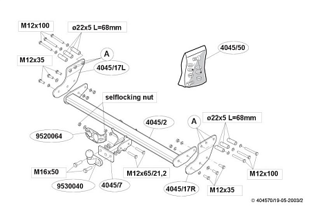 Фаркоп Brink для Volvo XC90 (AWD) 2002-2014 Арт. 404500 404500 в 