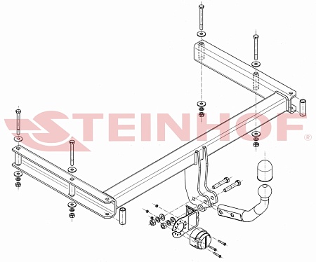 Фаркоп Steinhof для Audi A4 (Quattro) 2007-2015 A-074 в 