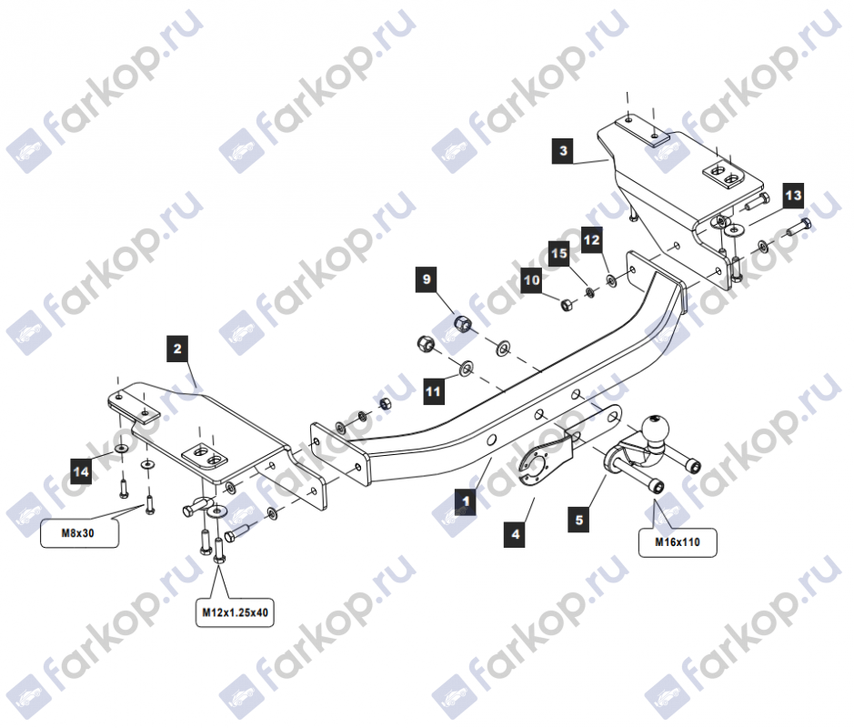 Фаркоп Baltex для Toyota Land Cruiser J120 2003-2009 249483 в 