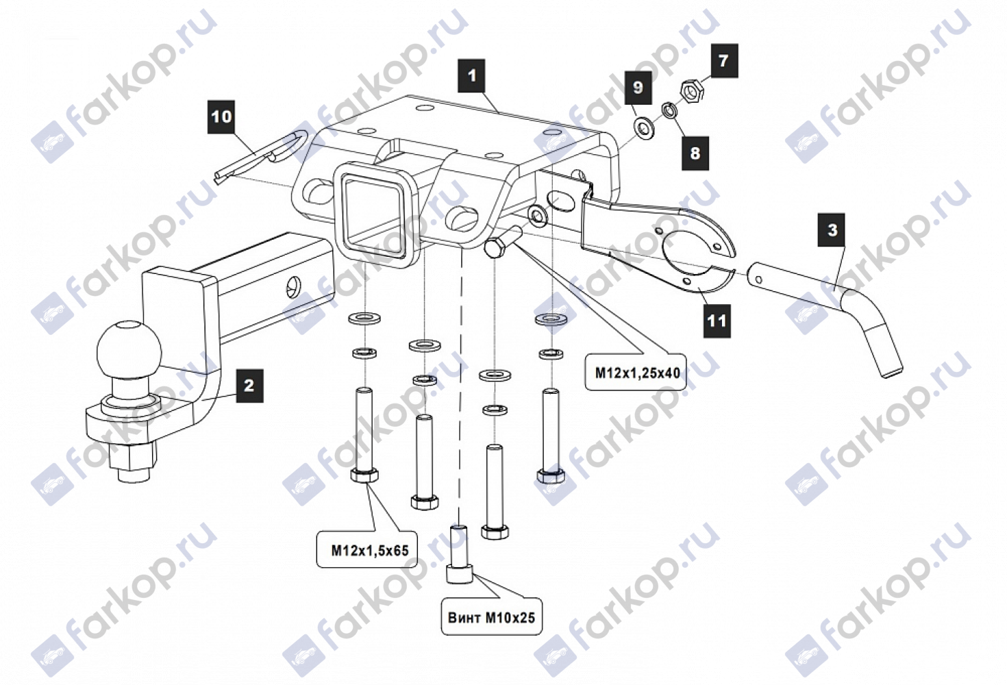 Фаркоп Baltex для Volkswagen Amarok 2010-  Арт. 26.1945.31Z 26.1945.31Z в 