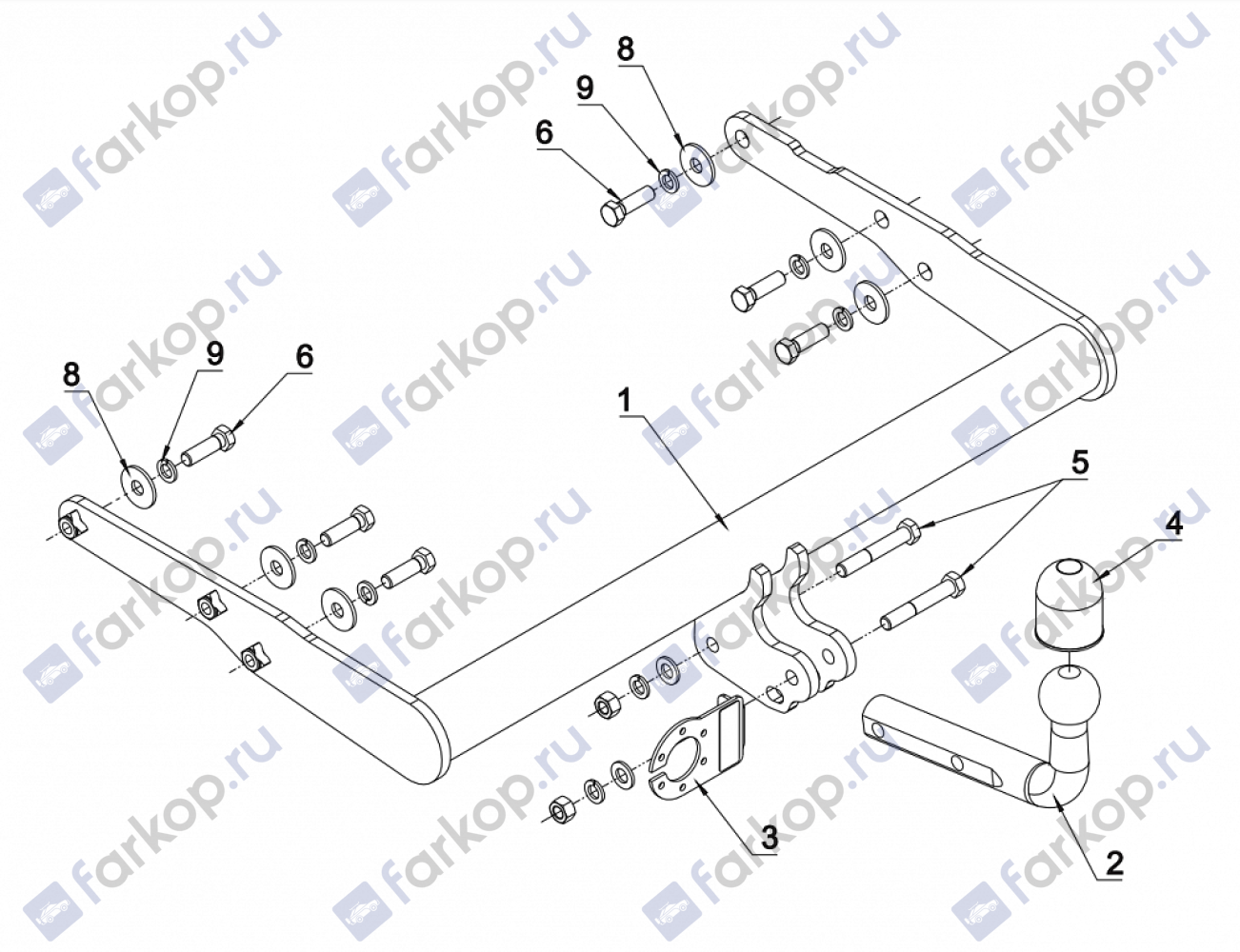 Фаркоп Auto-Hak для Volkswagen Multivan T5 2003-2015 K 42 в 