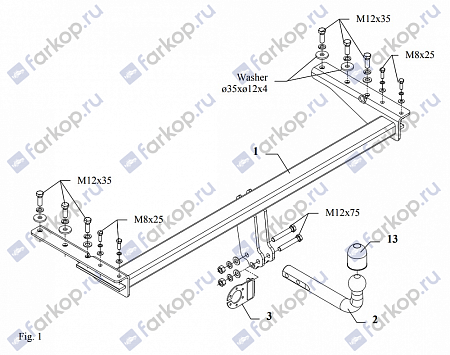 Фаркоп Auto-Hak для Subaru Legacy Outback 1998-2004 Арт. SU 43 SU 43 в 