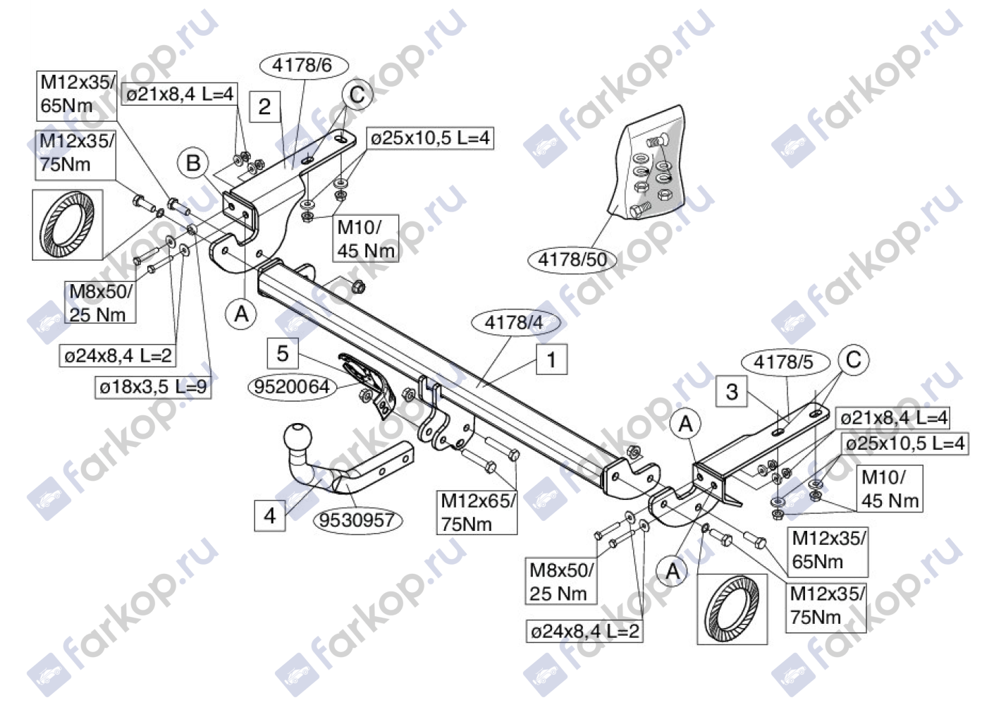 Фаркоп Brink для Citroen C4 (купе, хетчбек) 2004-2010  Арт. 417800 417800 в 