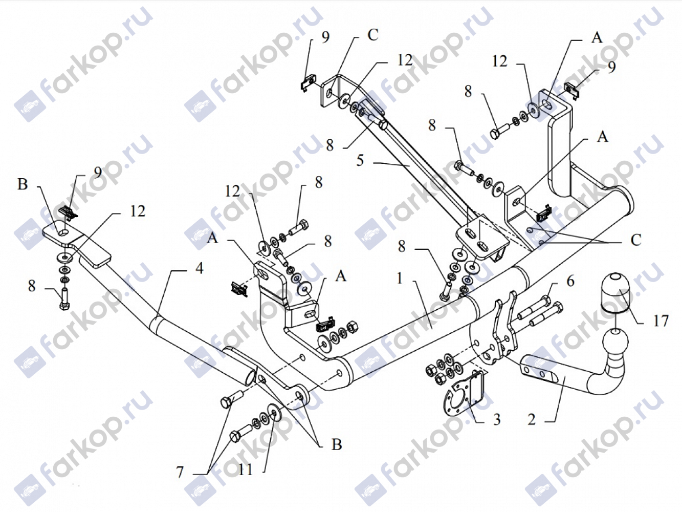 Фаркоп Auto-Hak для Citroen Jumpy 1994-2007 R 17 в 