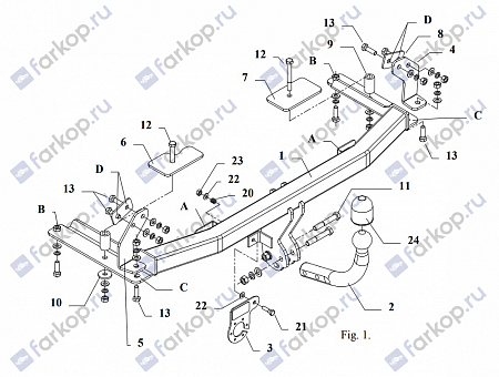 Фаркоп Auto-Hak для Opel Corsa (3,5 дв.) 2001-2006 Арт. E 38 E 38 в 