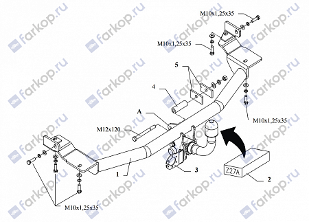 Фаркоп Auto-Hak для Mitsubishi Space Wagon 1998-2003 Z 27A в 