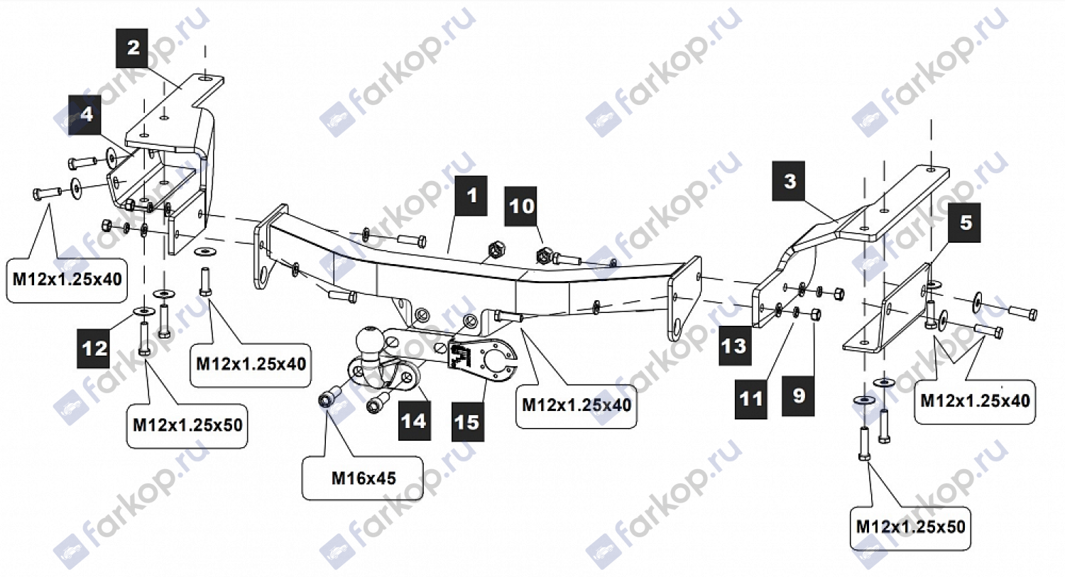 Фаркоп Baltex для Toyota Highlander 2014-2020 Арт. 24255308 24255308 в 