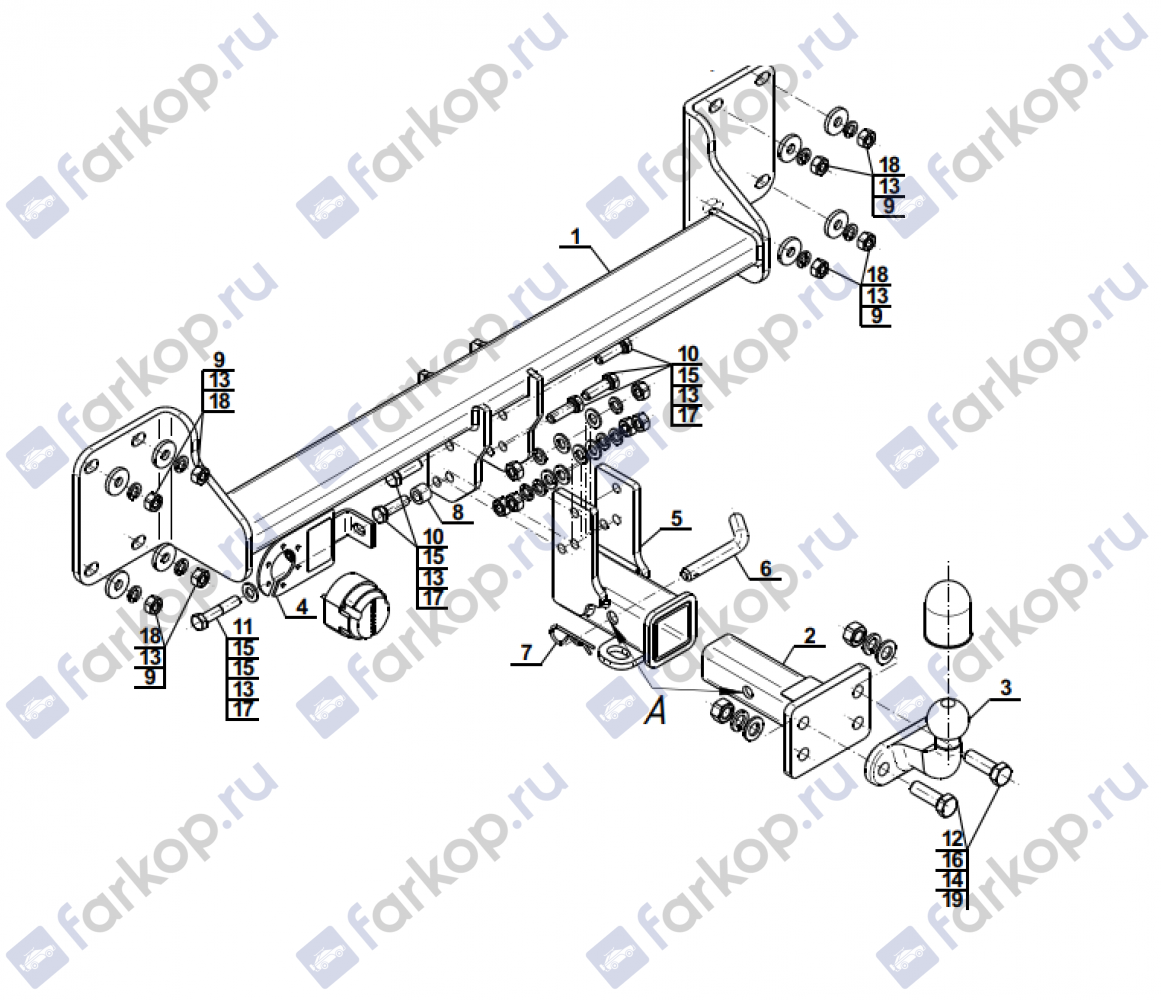 Фаркоп Steinhof для BMW X5 (E70) 2007-2013 B-076 в 