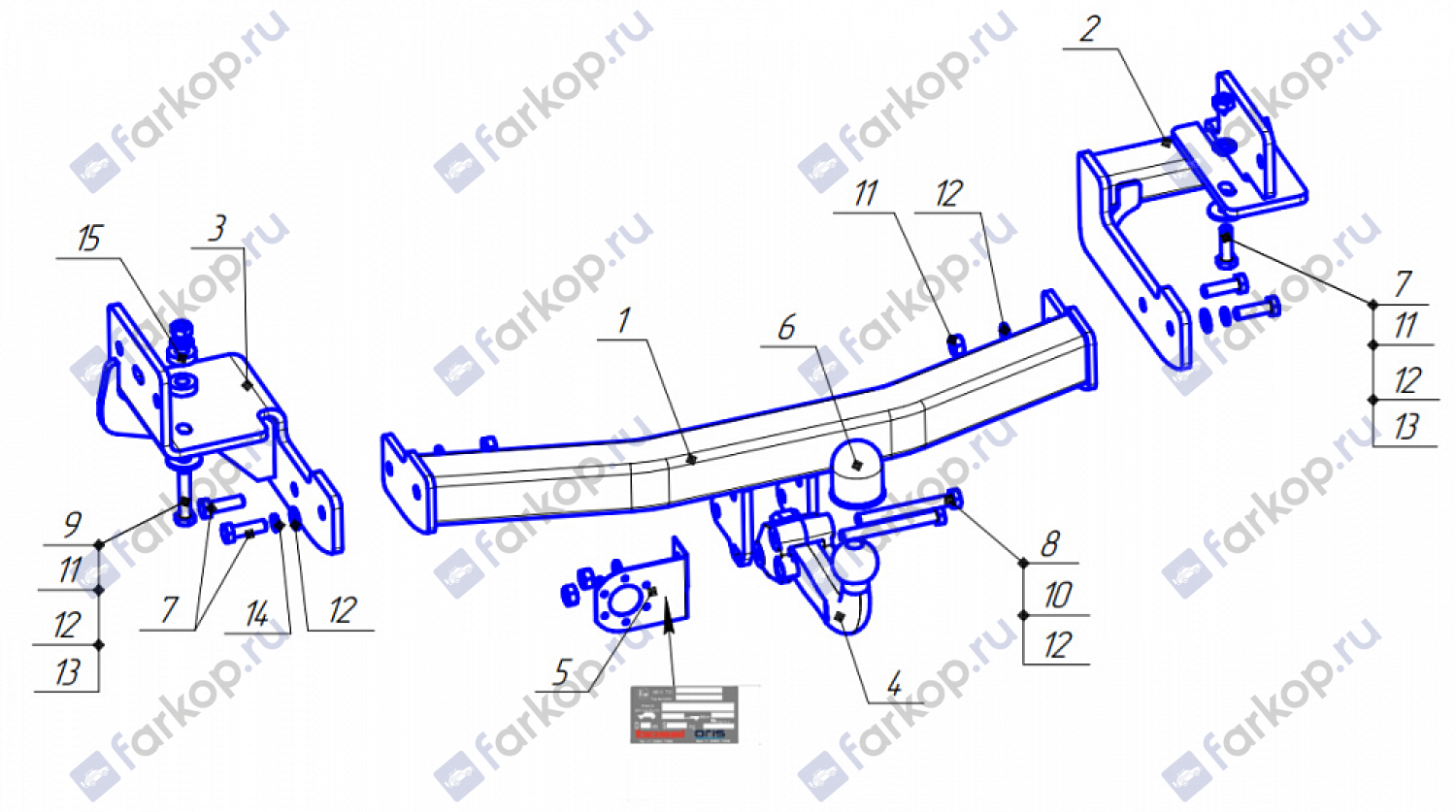 Фаркоп Oris для Mitsubishi Pajero Sport 2008-2016 4171-AK4 в 