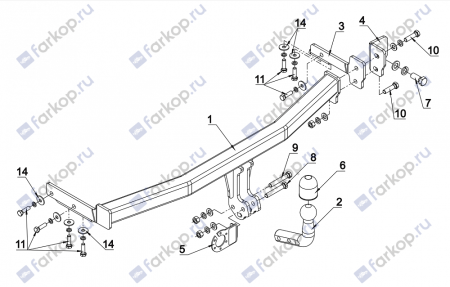 Фаркоп Auto-Hak для Nissan Almera (3,5 дв) 2000-2006 Арт. V 49 V 49 в 