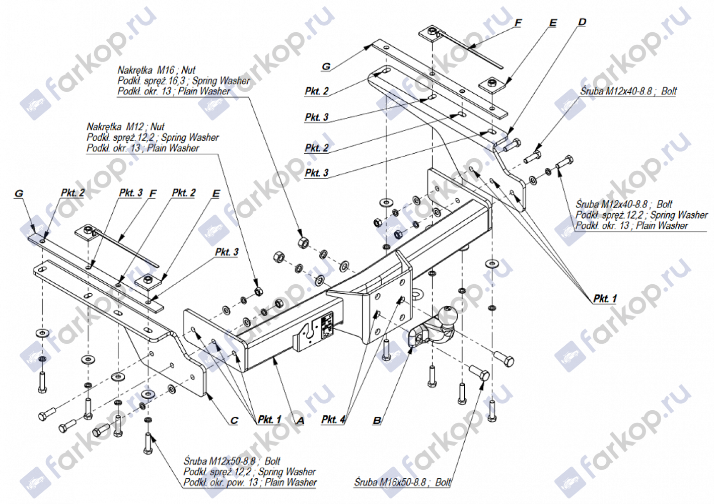 Фаркоп Imiola для Toyota Land Cruiser Prado J90 1996-2002 Арт. T.016 T.016 в 