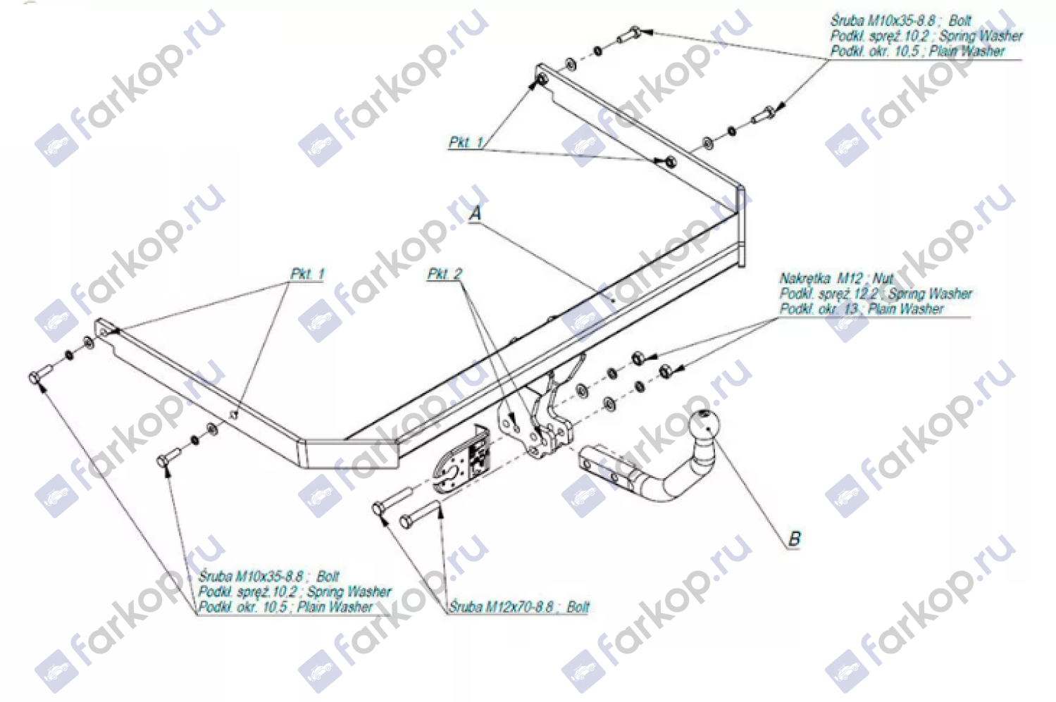 Фаркоп Imiola для Ford Focus (хетчбек) 2011-2018 Арт. E.048 E.048 в 