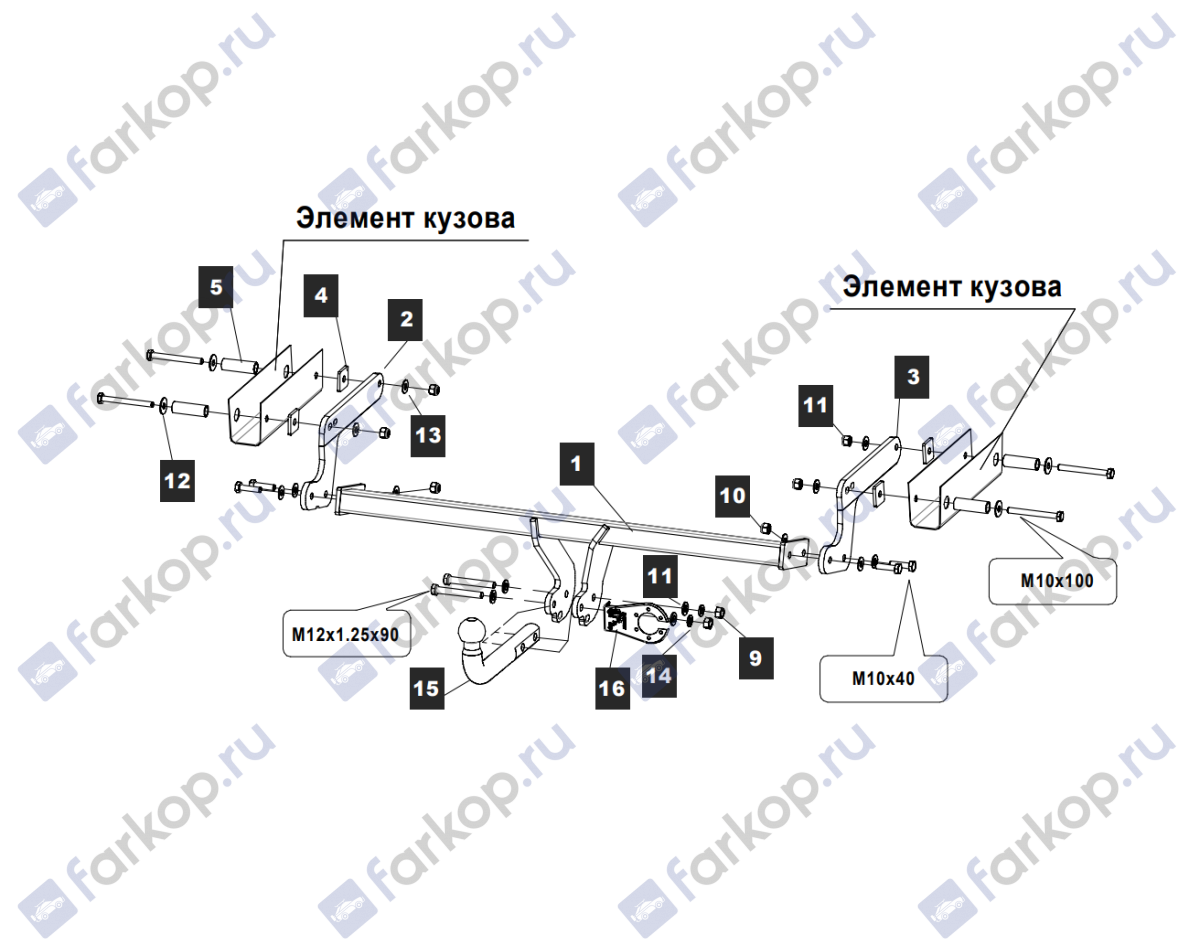 Фаркоп Baltex для Renault Duster 2010-2015 189378 в 