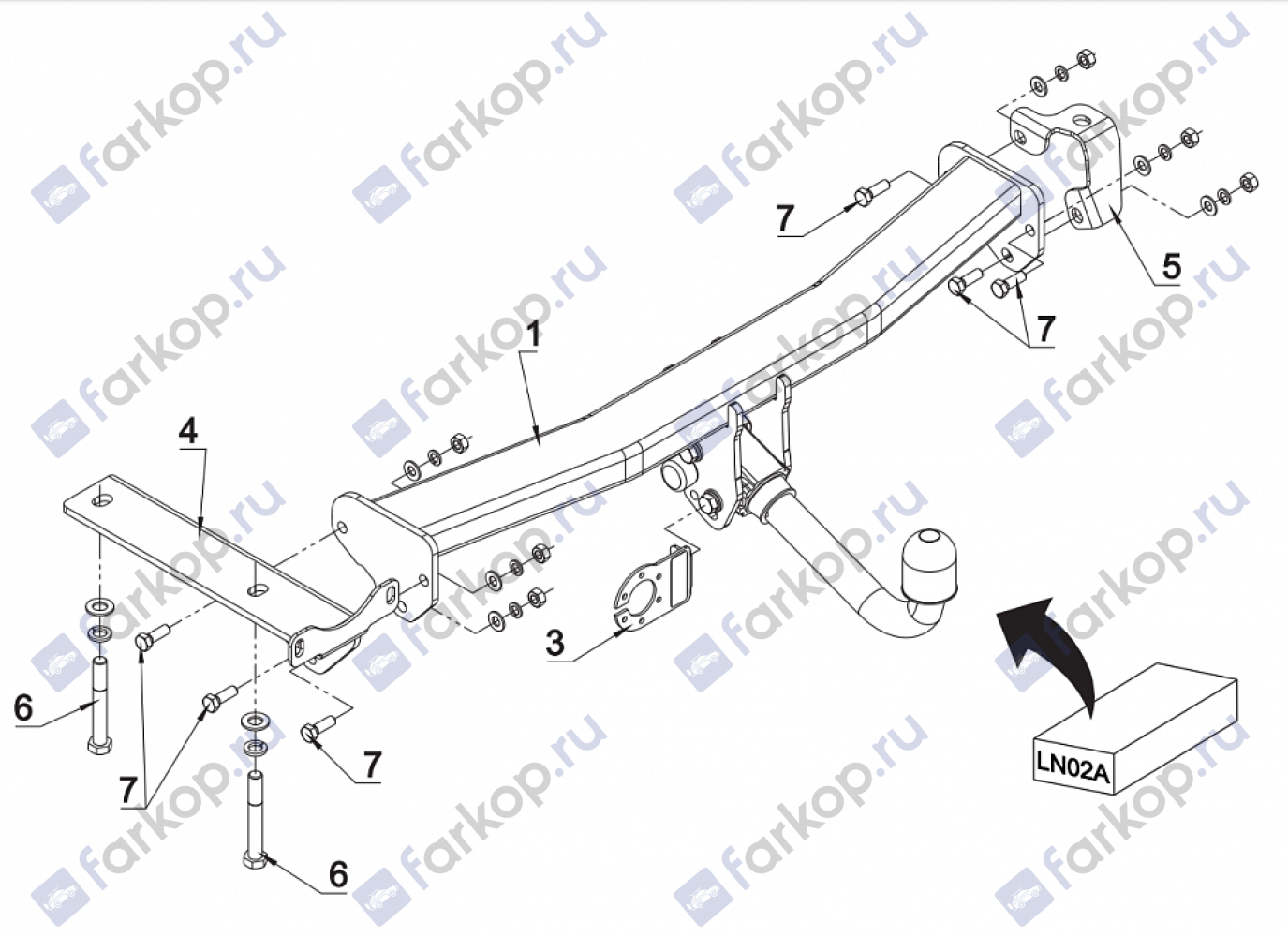 Фаркоп Auto-Hak для Land Rover Freelander 2007-2014 Арт. LN 02A LN 02A в 