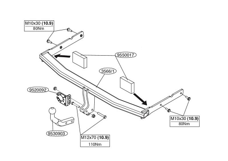 Фаркоп Brink для Volkswagen Touran 2003-2015 356600 в 