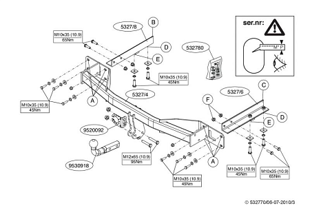 Фаркоп Brink для Opel Meriva 2010-2015  Арт. 532700 532700 в 