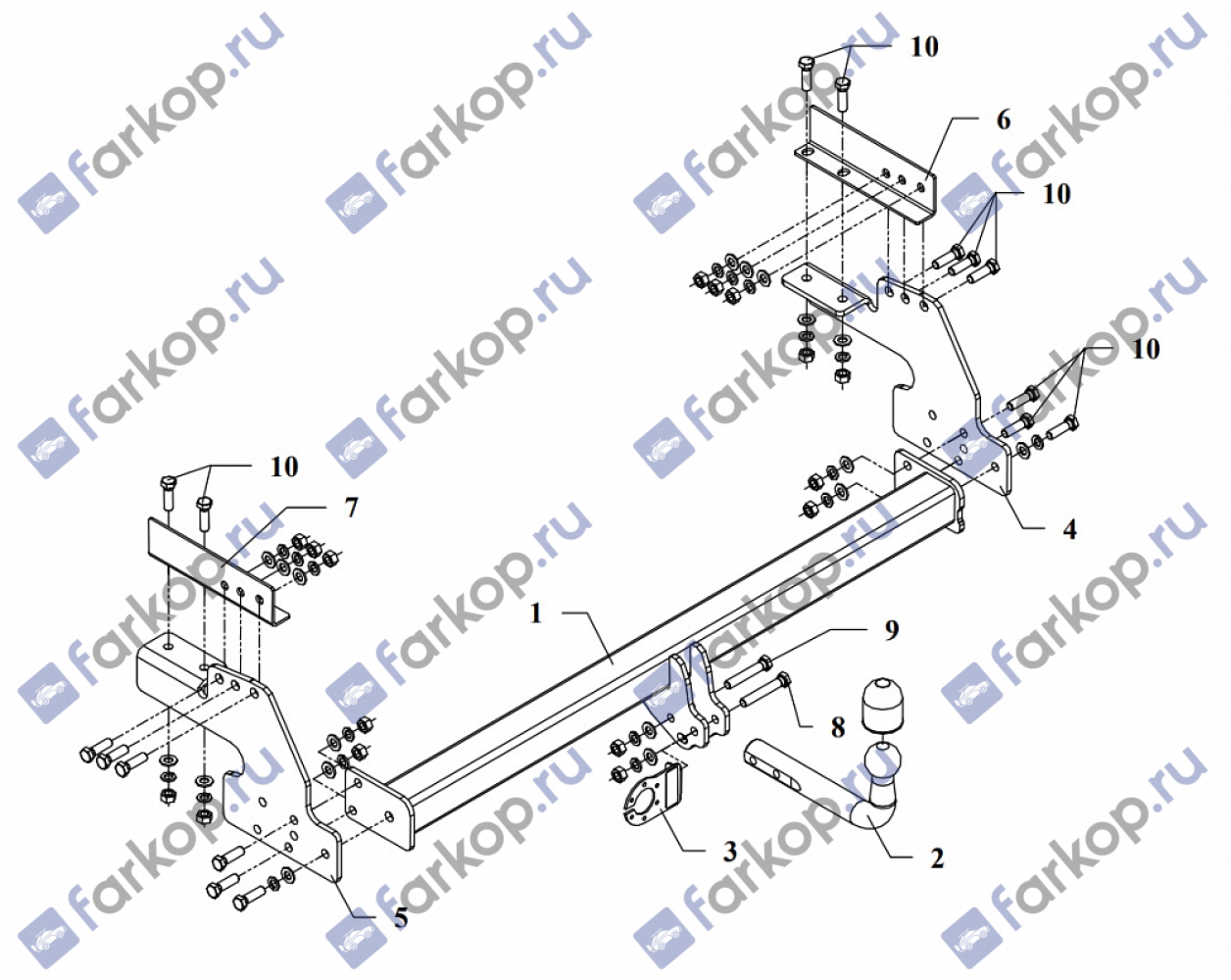 Фаркоп Auto-Hak для Nissan NP300 2008-2015, (пикап, трубчатый бампер) Арт. V 68 V 68 в 