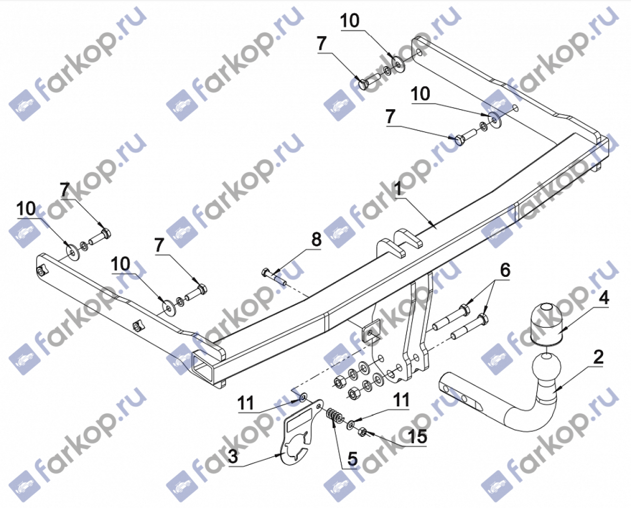 Фаркоп Auto-Hak для Audi A6 (седан, универсал, Quattro, S-line, кроме RS6) 2011-2019 A 30 в 