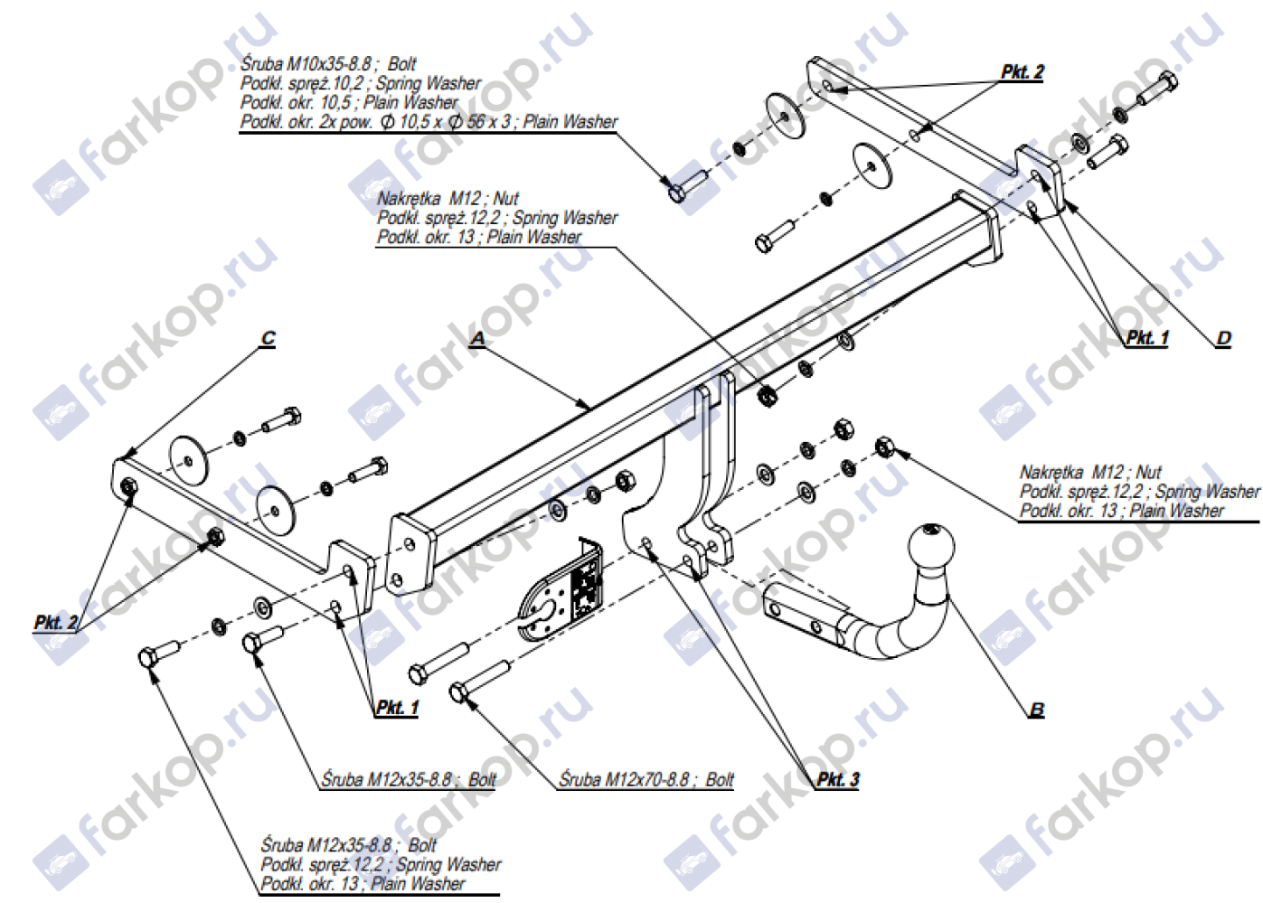 Фаркоп Imiola для Ford Focus (седан) 1998-2004 Арт. E.024 E.024 в 