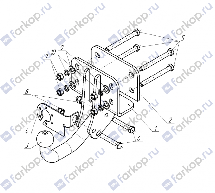 Фаркоп AvtoS для Toyota Hilux 2005-2010 TY 27 в 