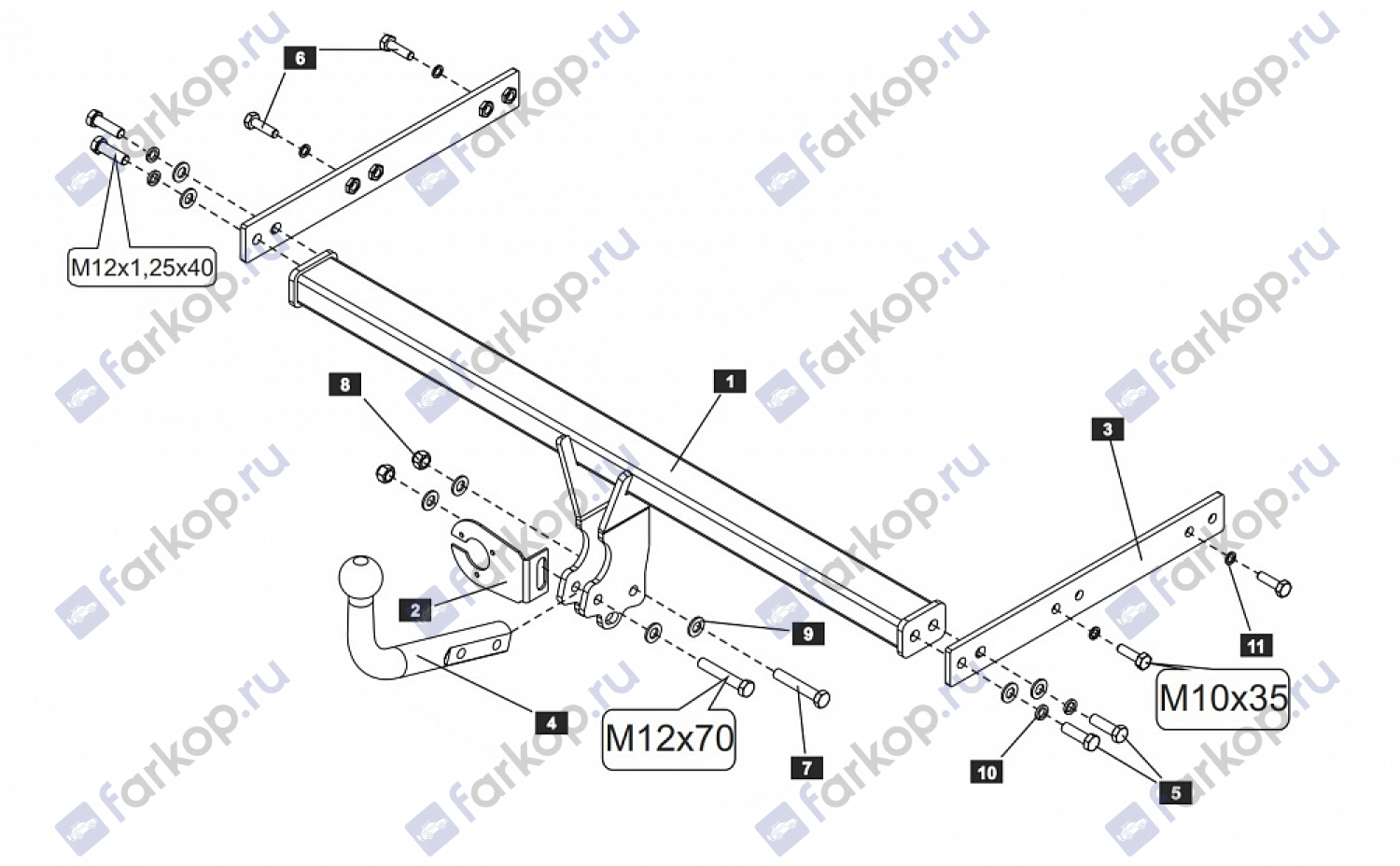 Фаркоп Baltex для Skoda Octavia (хетчбек, универсал, кроме 4х4) 1996-2004 21210912 в 