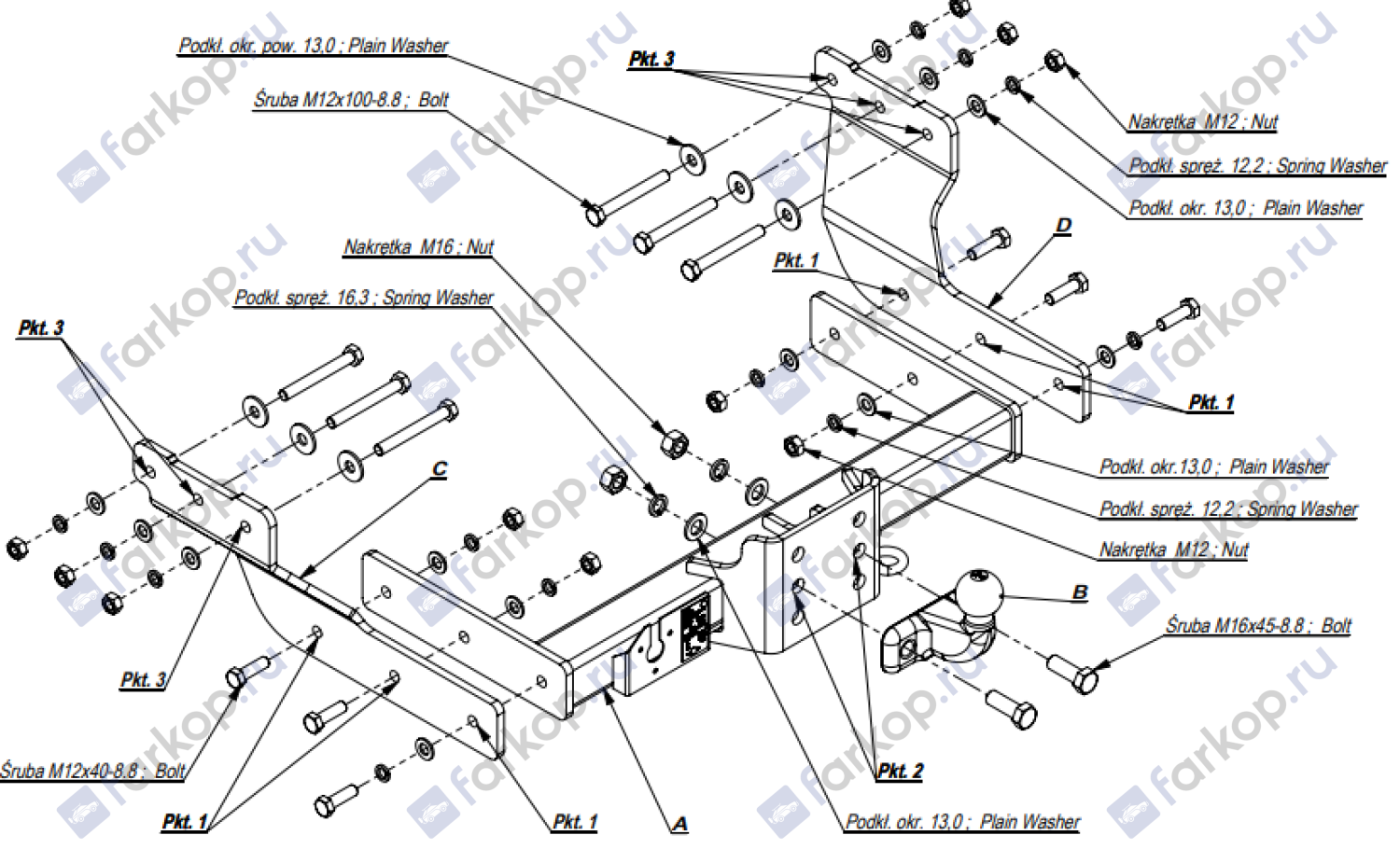 Фаркоп Imiola для Ford Transit 2000-2014, (для а/м со ступенькой) Арт. E.040 E.040 в 