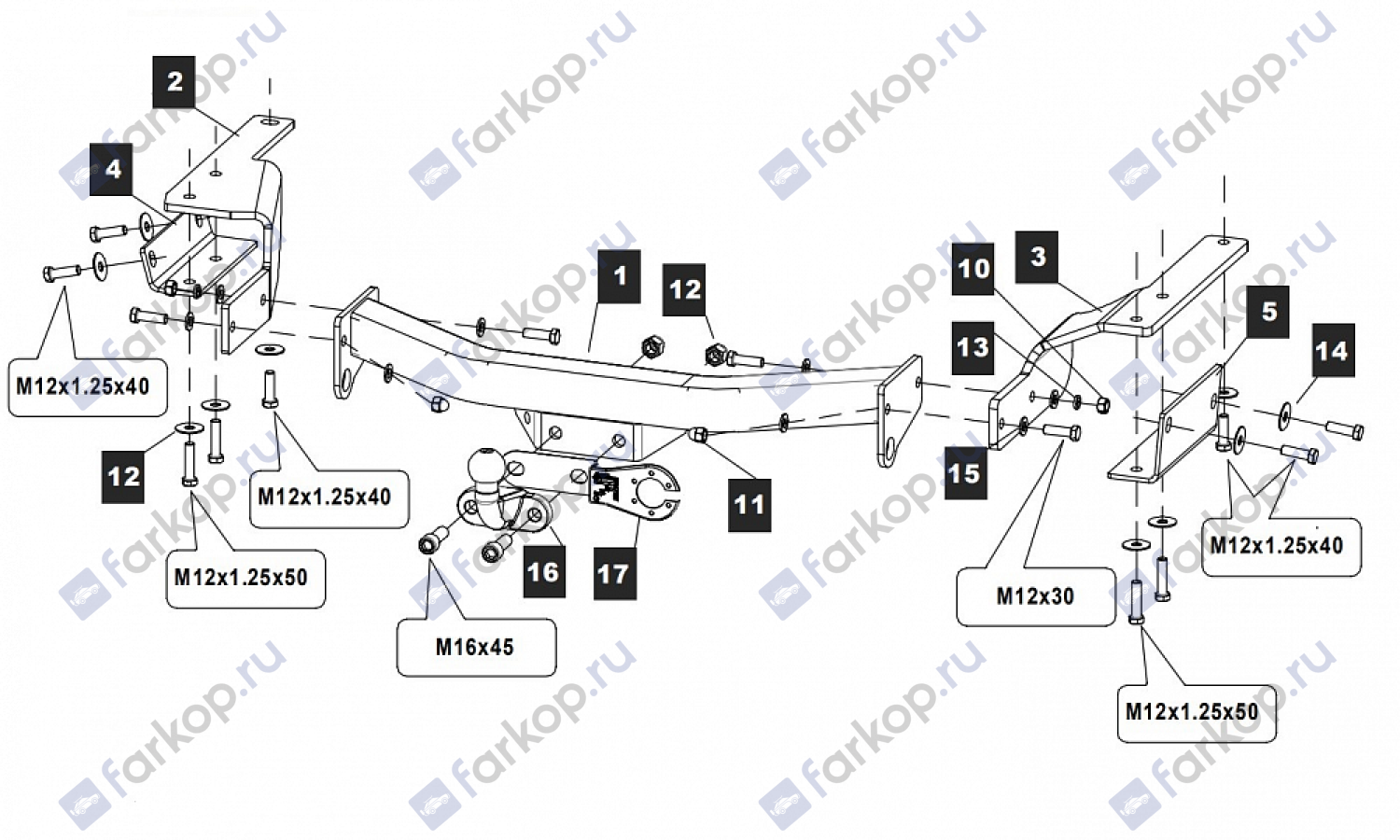 Фаркоп Baltex для Toyota Highlander 2014-2020 Арт. 24255305 24255305 в 