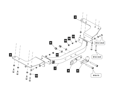 Фаркоп Baltex для Toyota Land Cruiser J100 (VX) 1998-2007 Арт. Y08E Y08E в 