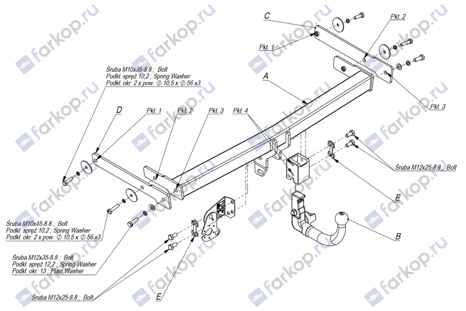 Фаркоп Imiola для Volkswagen Passat (седан, универсал) 2005-2010 Арт. W.A26 W.A26 в 