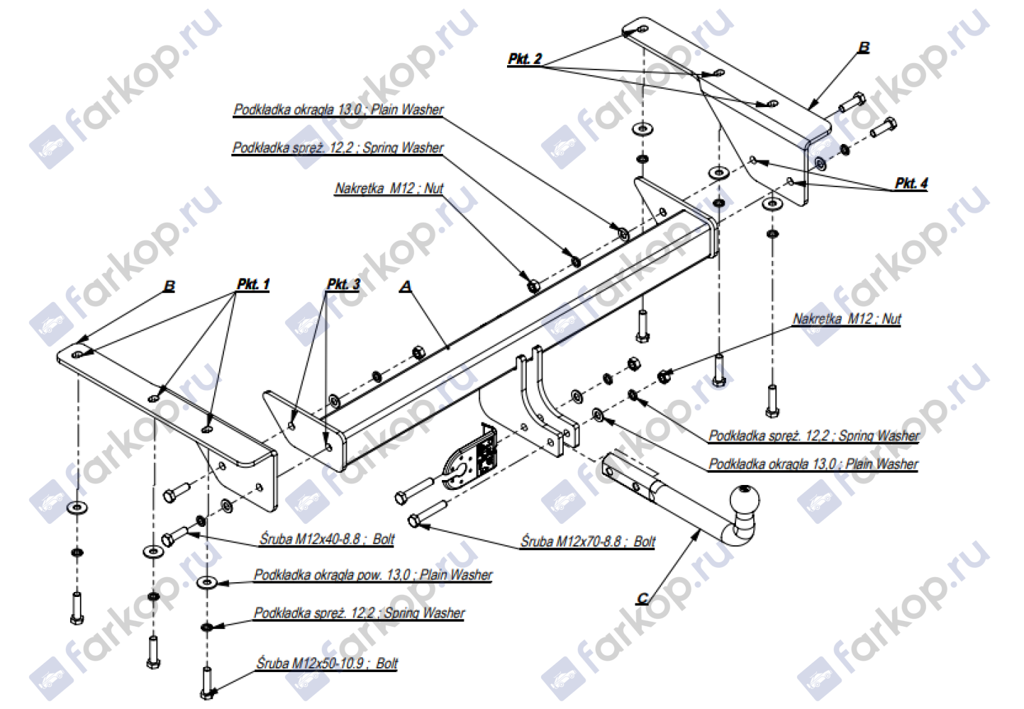 Фаркоп Imiola для Jeep Cherokee 2001-2007 Арт. J.026 J.026 в 