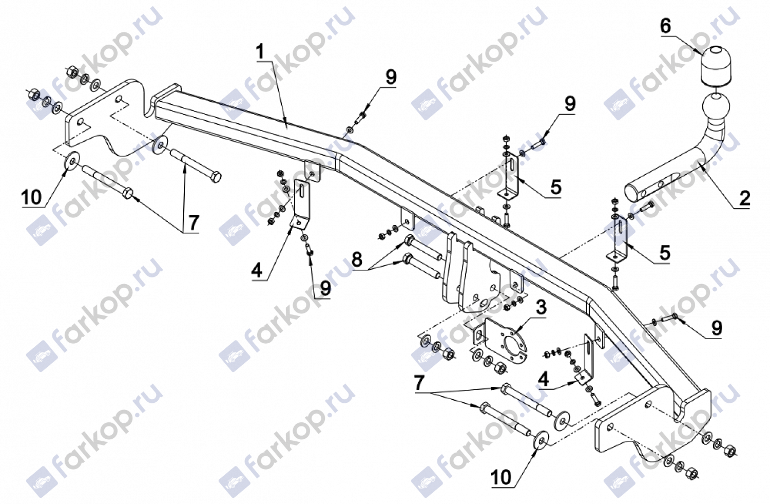 Фаркоп Auto-Hak для Hyundai Santa Fe 2006-2012 Арт. J 54 J 54 в 