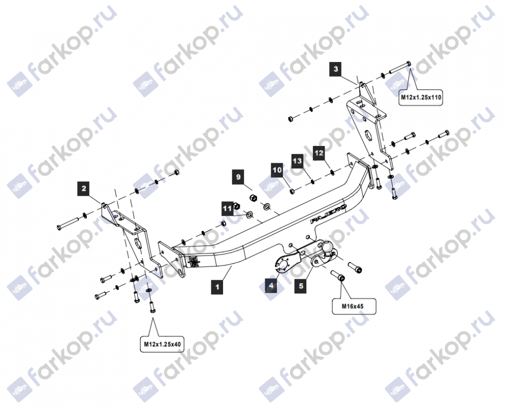 Фаркоп Baltex для Mitsubishi Pajero 2008- Арт. MP08aNM MP08aNM в 