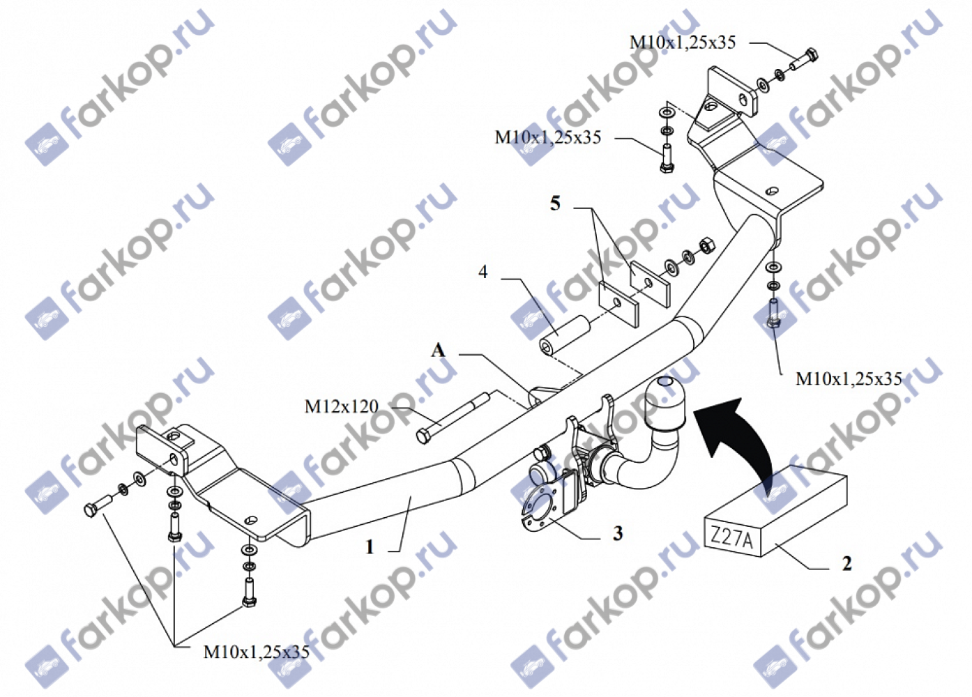 Фаркоп Auto-Hak для Mitsubishi Space Wagon 1998-2003 Z 27A в 