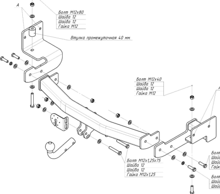 Фаркоп Oris для Mitsubishi Pajero Sport 2008-2016 Арт. 4156-A 4156-A в 