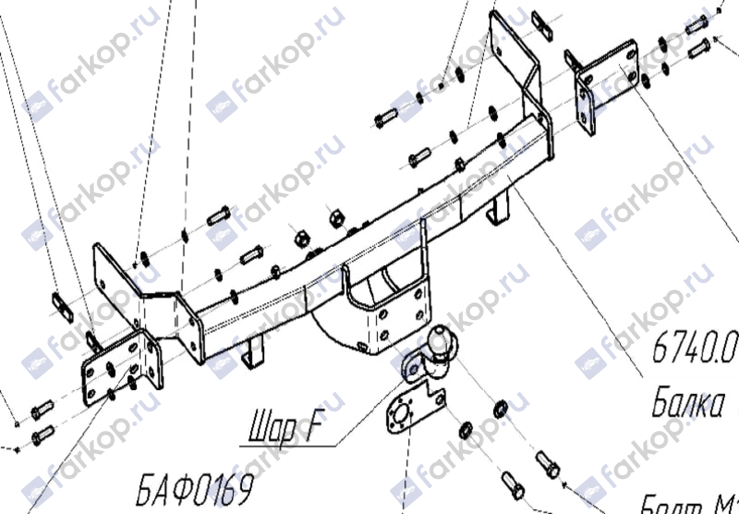 Фаркоп Oris для Kia Sorento 2006-2009 Арт. 6740-G 6740-G в 