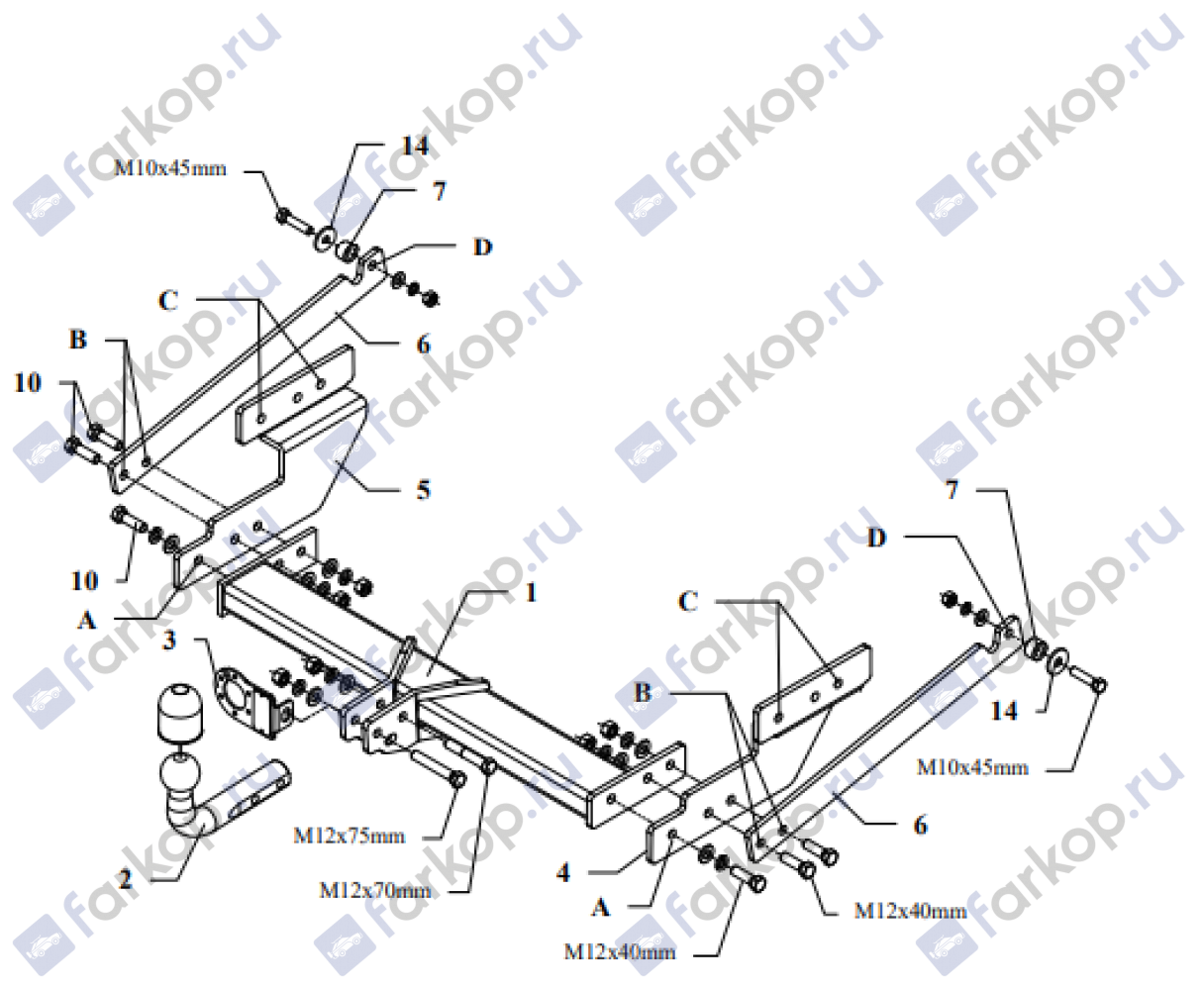 Фаркоп Auto-Hak для Volkswagen Multivan T4 (2WD/4WD) 1996-2003 K 27 в 