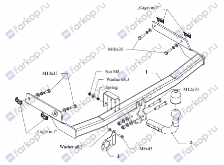 Фаркоп Auto-Hak для Peugeot 206 (3,5 дв) 1998-2009 F 27 в 