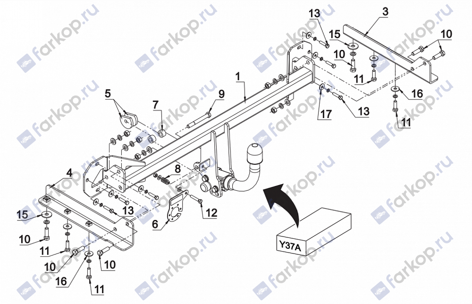 Фаркоп Auto-Hak для Honda Civic (5 дв) 2012-2014 Арт. Y 37A Y 37A в 