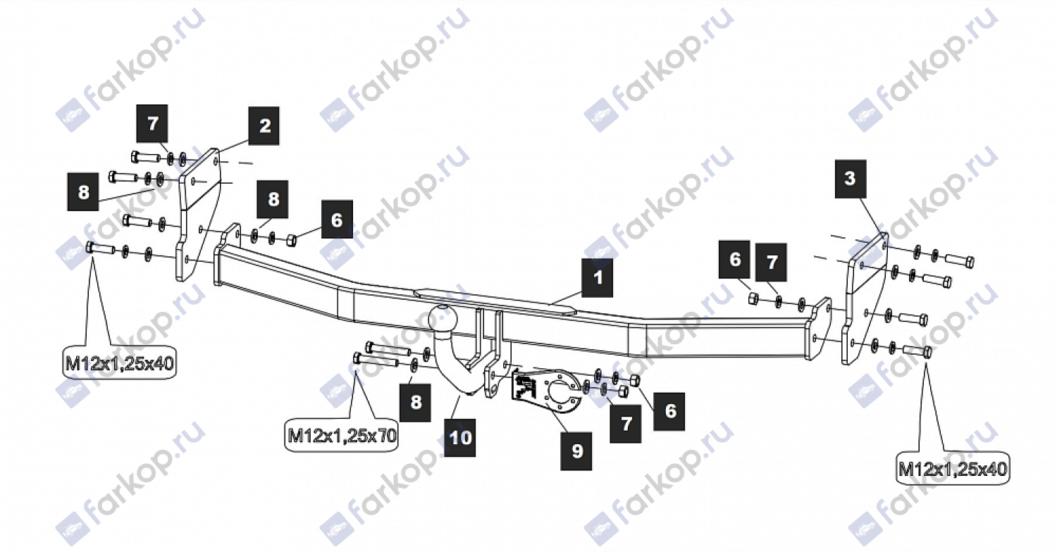 Фаркоп Baltex для Kio Rio (седан) 2017-2020 Арт. 11900412 11900412 в 