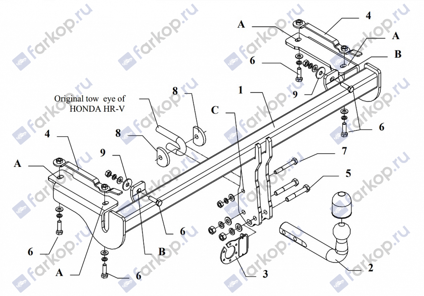 Фаркоп Auto-Hak для Honda HR-V (3,5 дв) 2002-2006 Арт. Y 29 Y 29 в 