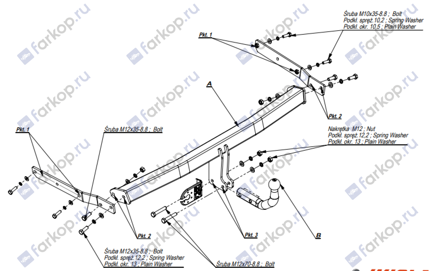 Фаркоп Imiola для Mazda 6 (хетчбек, седан, универсал) 2008-2012 Арт. X.018 X.018 в 