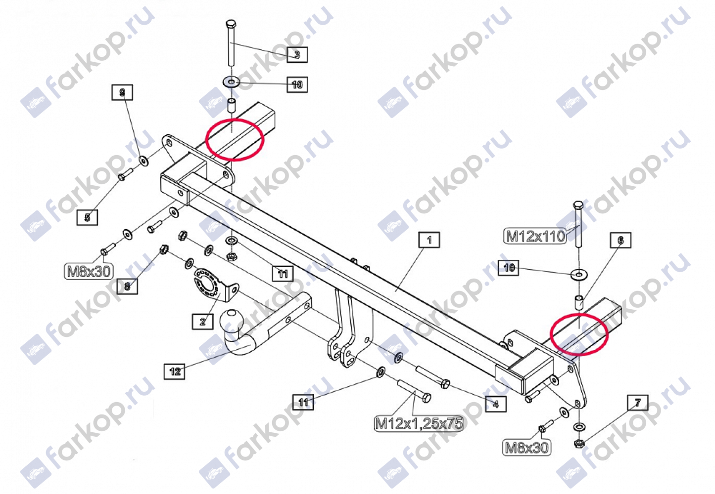 Фаркоп Baltex для Opel Meriva 2003-2010 Арт. 16211512 16211512 в 